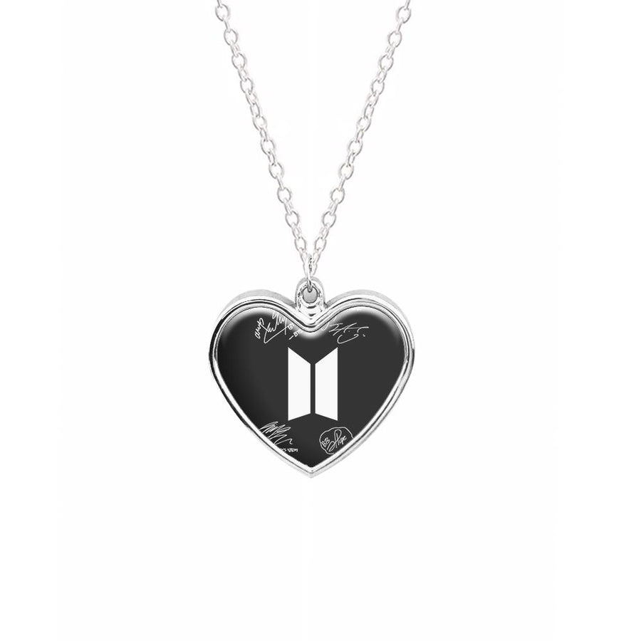Black BTS Logo and Signatures Necklace