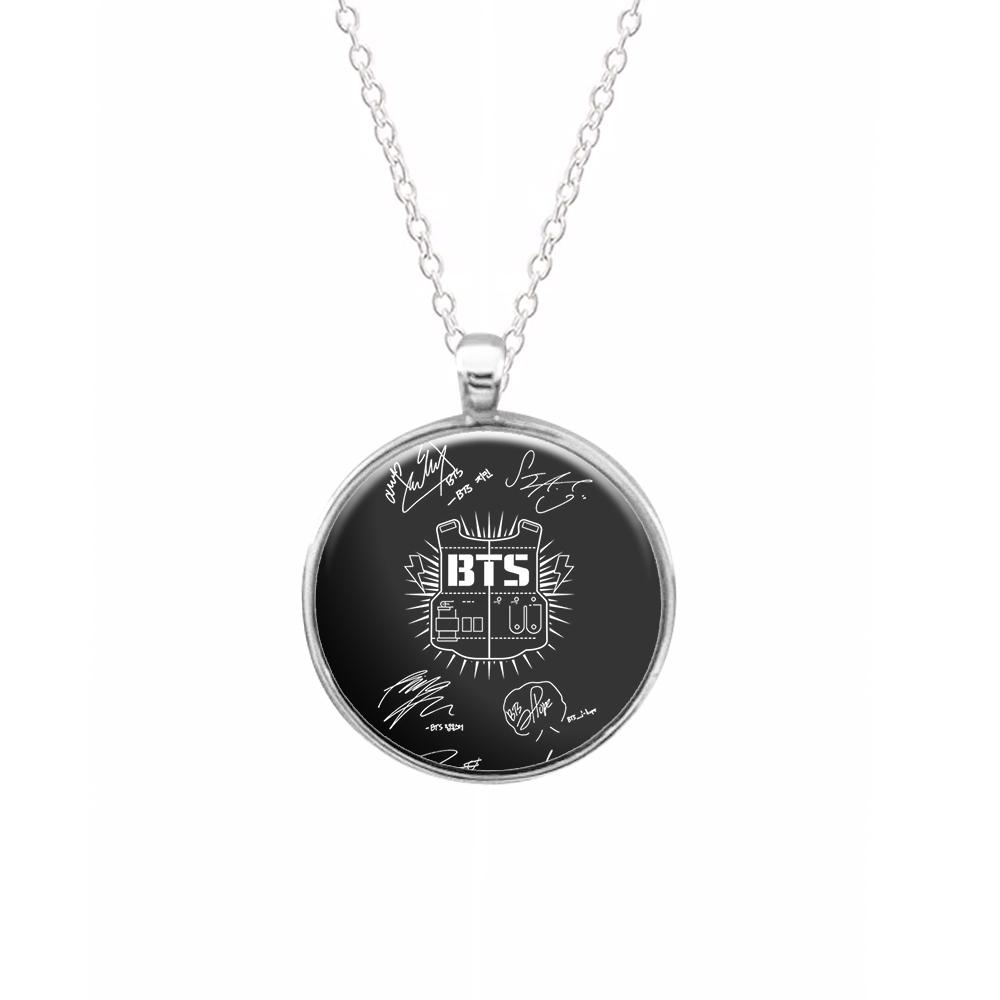 Black BTS Army Logo and Signatures Keyring - Fun Cases