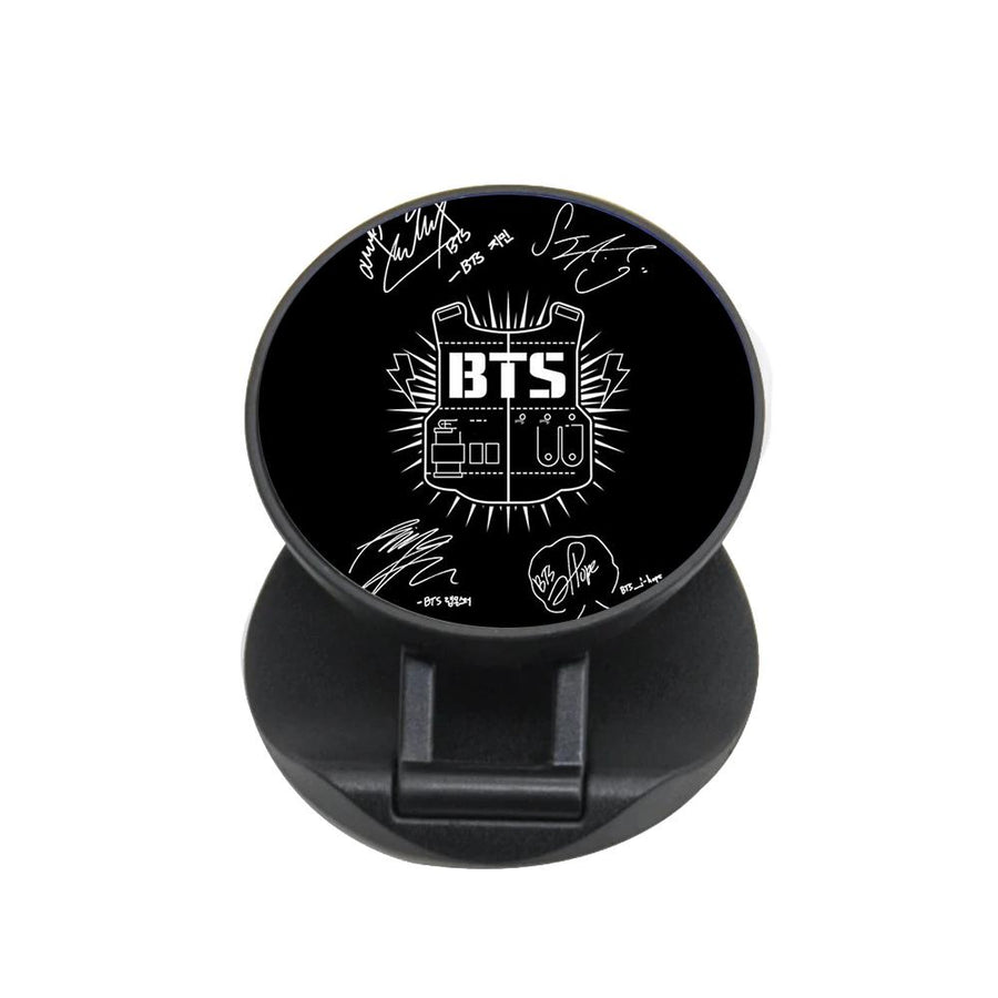 Black BTS Army Logo and Signatures FunGrip - Fun Cases