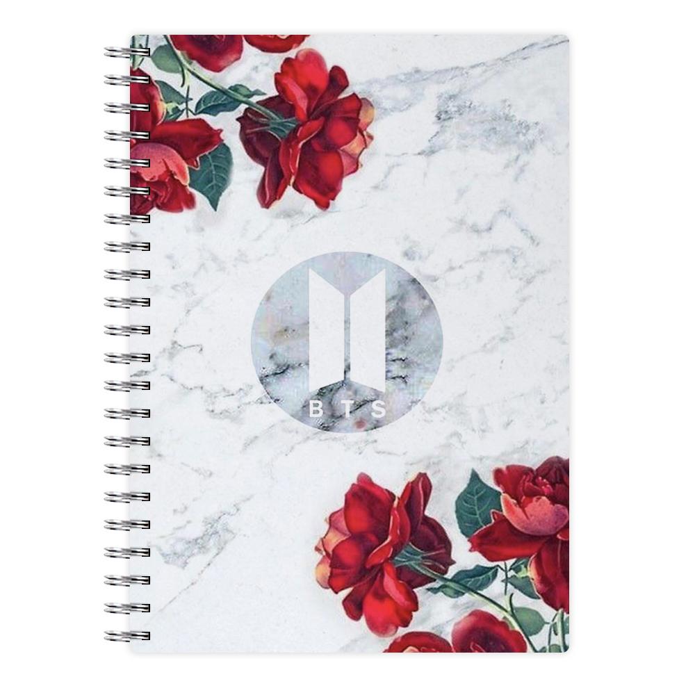 BTS Logo Marble Roses Notebook - Fun Cases