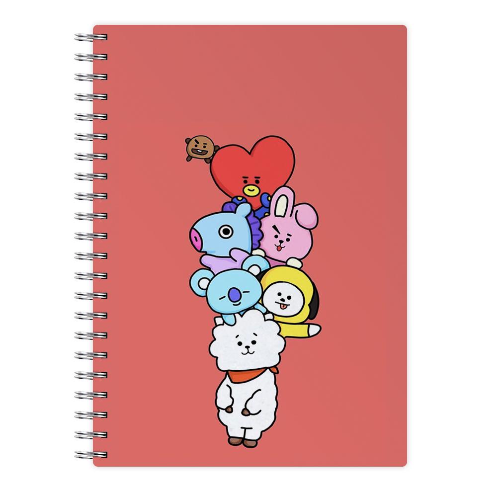 Red BT21 - RJ, Mang, Koya, Chimmy, Cooky, Shooky, Tata - BTS Notebook