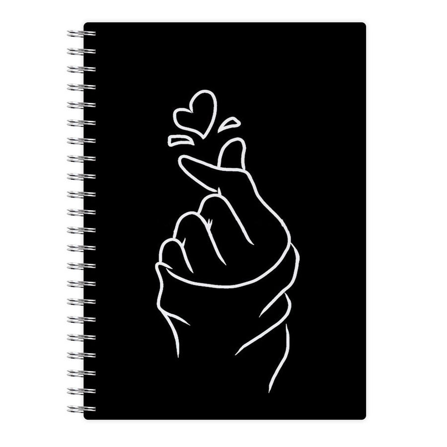Cute Heart Finger Snap Black Notebook