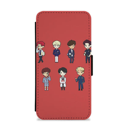 BTS Cartoons Flip / Wallet Phone Case