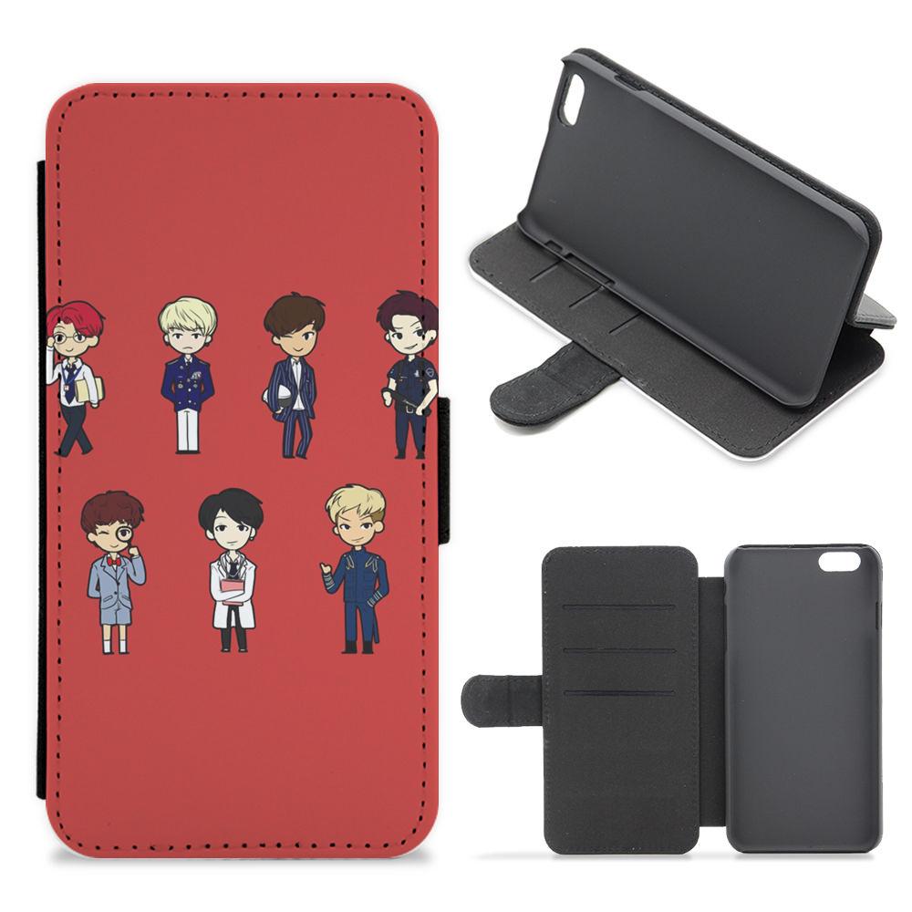 BTS Cartoons Flip / Wallet Phone Case