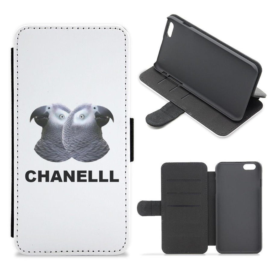 Chanel The African Grey Logo Flip / Wallet Phone Case