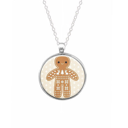 Christmas Jumper Pattern Gingerbread Man Keyring - Fun Cases