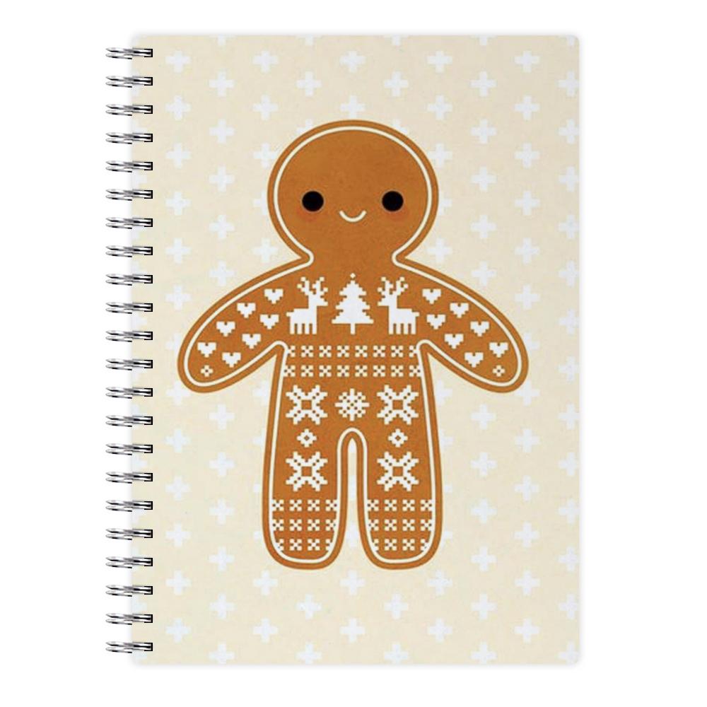 Christmas Jumper Pattern Gingerbread Man Notebook - Fun Cases