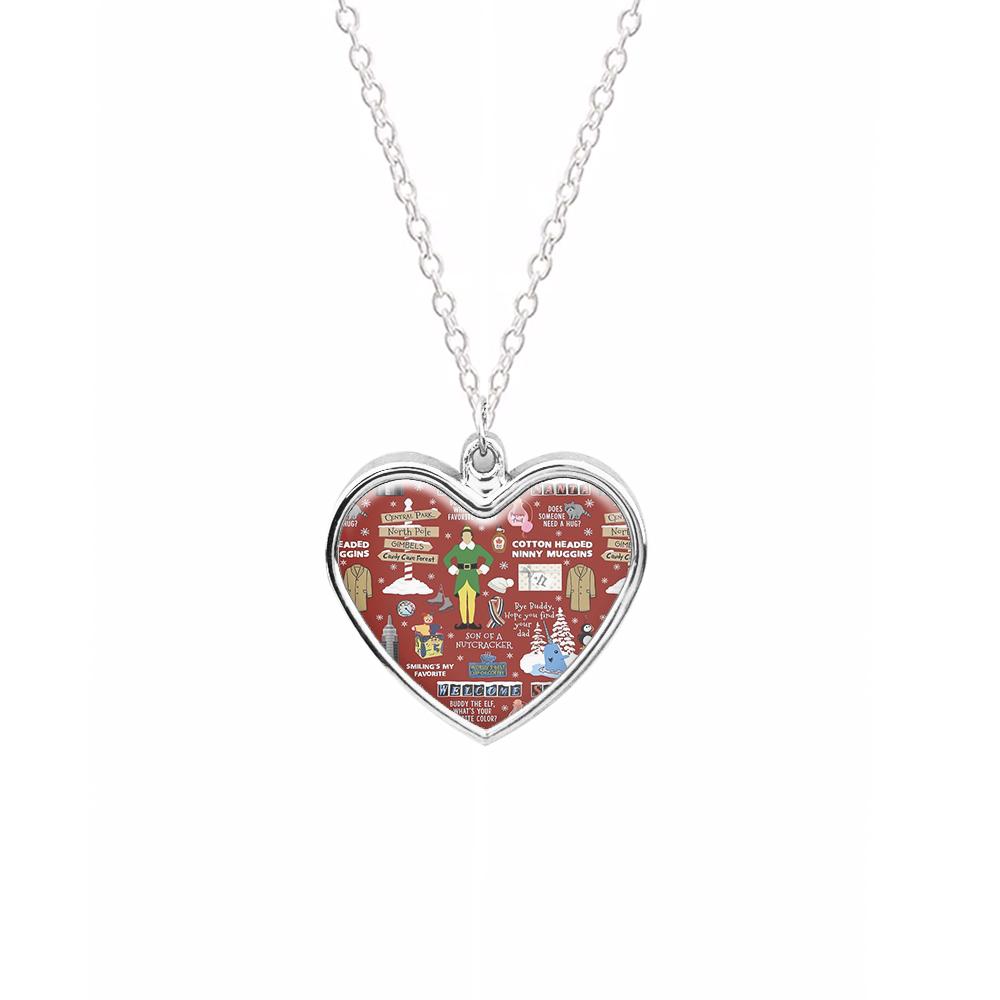 Red Buddy The Elf Pattern Necklace