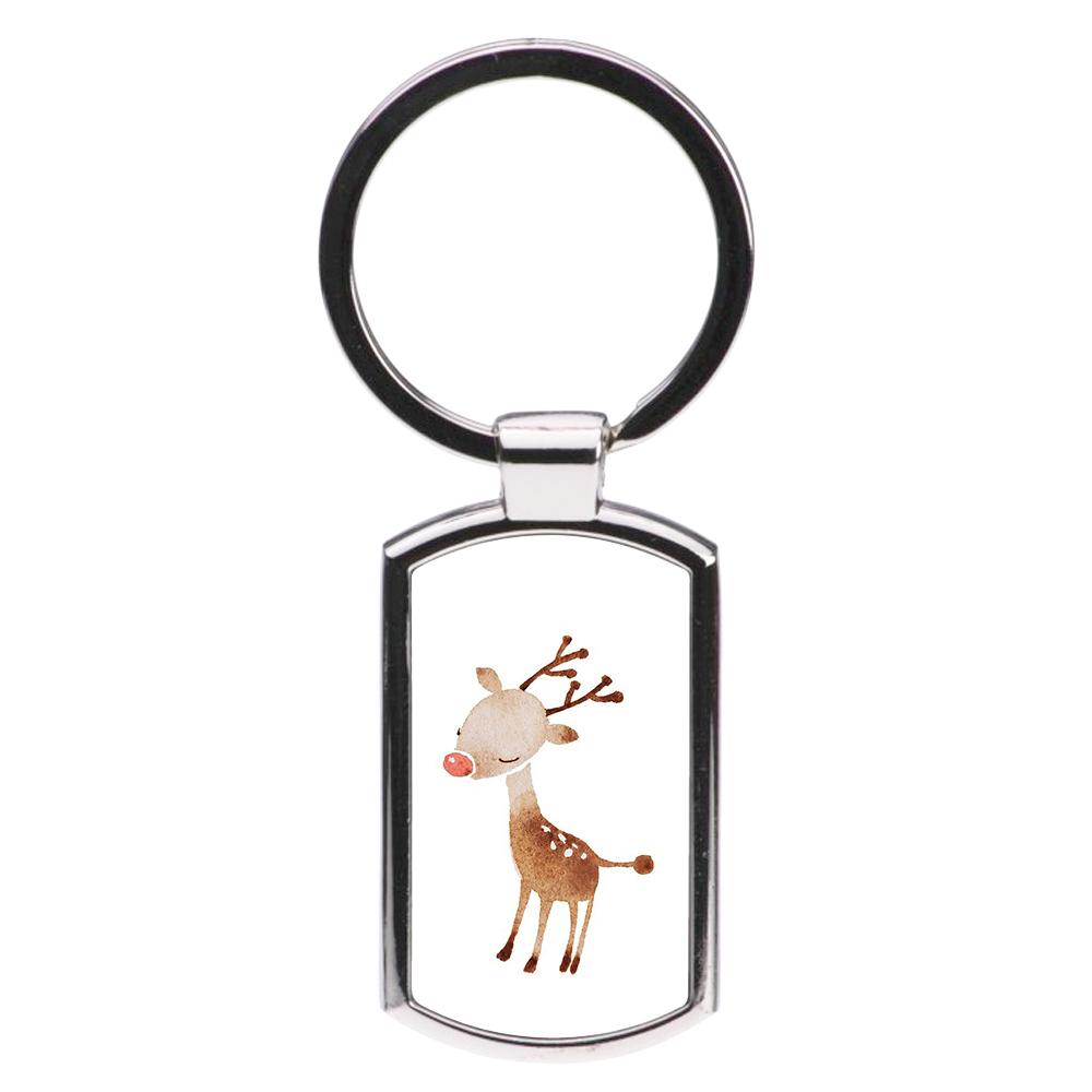 Watercolour Rudolph The Reindeer Luxury Keyring