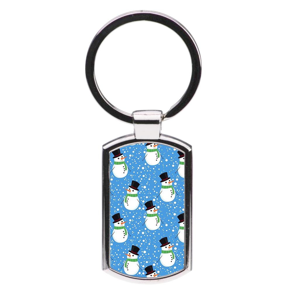 Blue Snowman Pattern Luxury Keyring