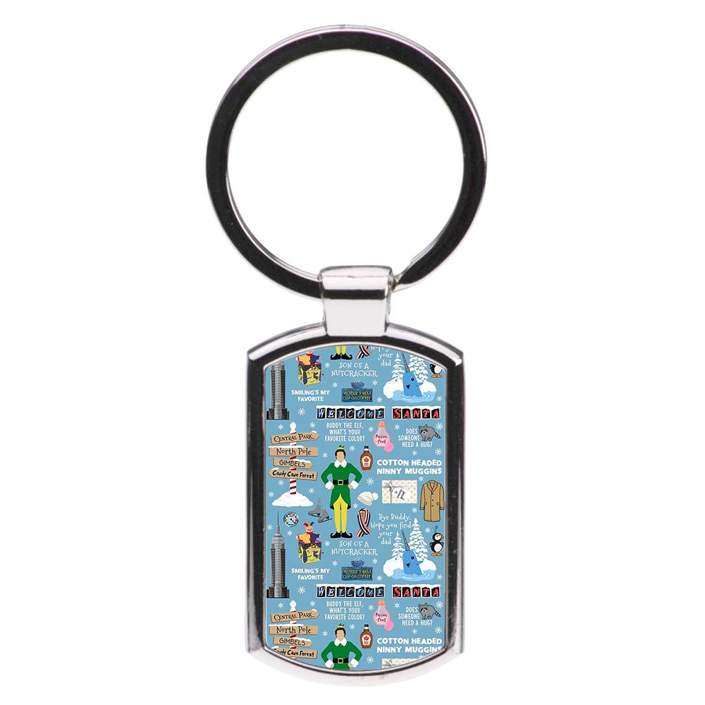 Blue Buddy The Elf Pattern Luxury Keyring