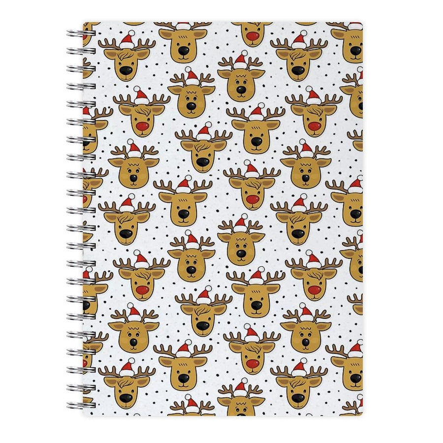 Reindeers In Santa Hats Pattern Notebook