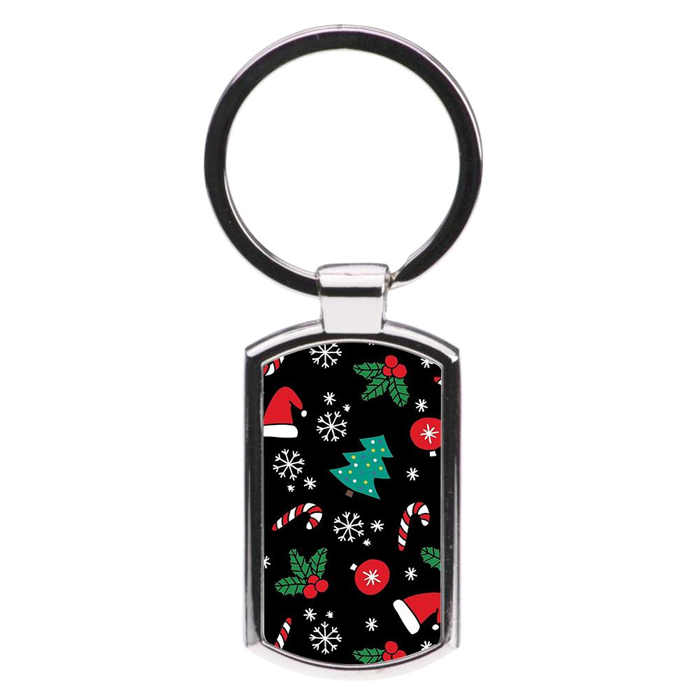 Christmas Objects Pattern Luxury Keyring