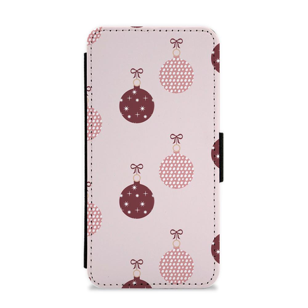 Christmas Bauble Pattern Flip / Wallet Phone Case