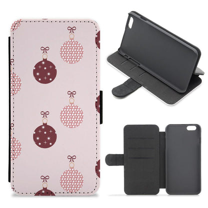 Christmas Bauble Pattern Flip / Wallet Phone Case