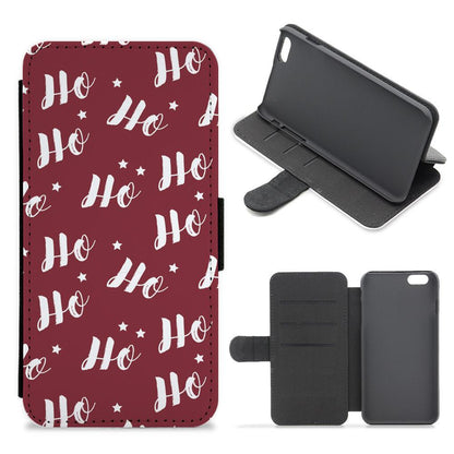 Ho Ho Ho Christmas Pattern Flip / Wallet Phone Case