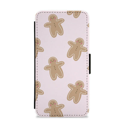 Gingerbread Men Christmas Pattern Flip / Wallet Phone Case