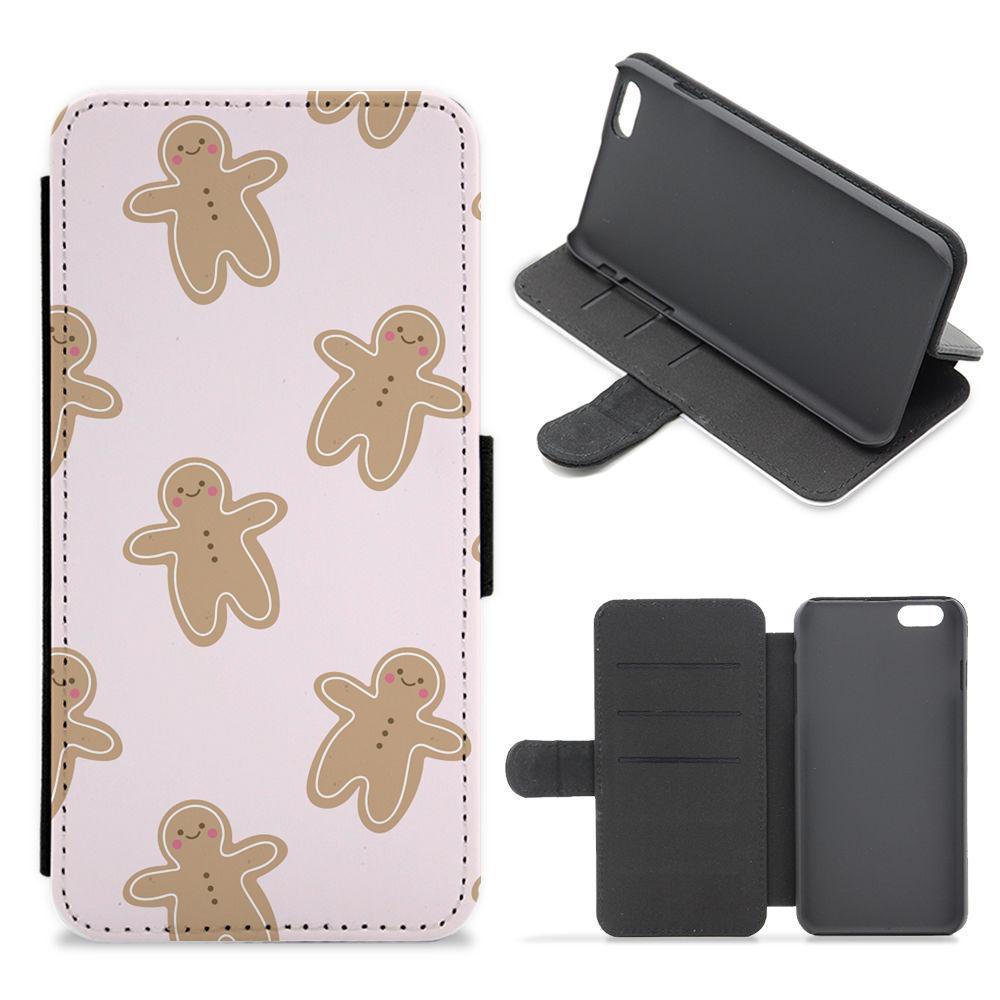 Gingerbread Men Christmas Pattern Flip / Wallet Phone Case