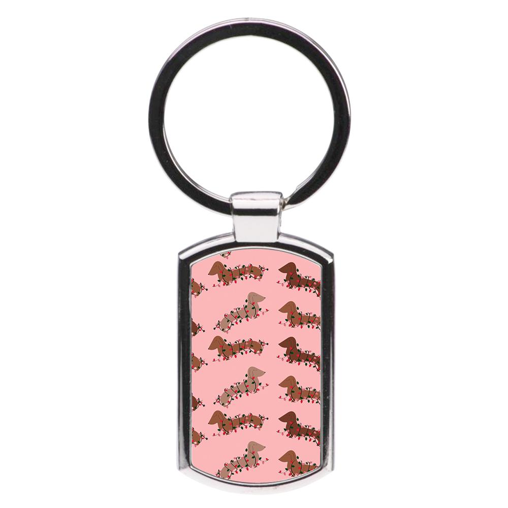 Dachshund Christmas Pattern Luxury Keyring