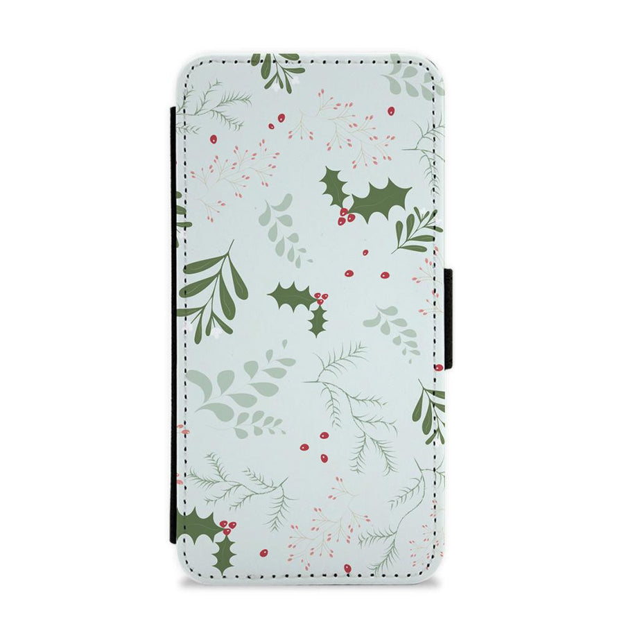 Christmas Floral Pattern Flip / Wallet Phone Case