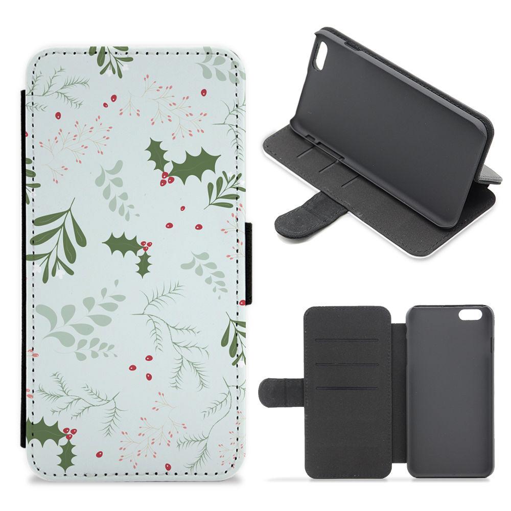 Christmas Floral Pattern Flip / Wallet Phone Case