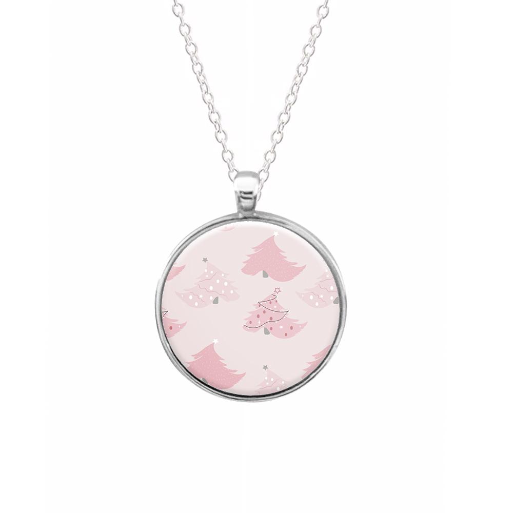 Pink Christmas Tree Pattern Necklace