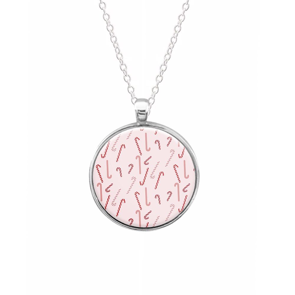 Pink Candycane Christmas Pattern Necklace