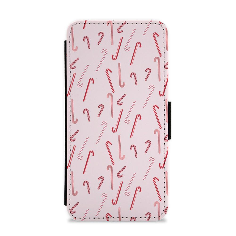 Pink Candycane Christmas Pattern Flip / Wallet Phone Case