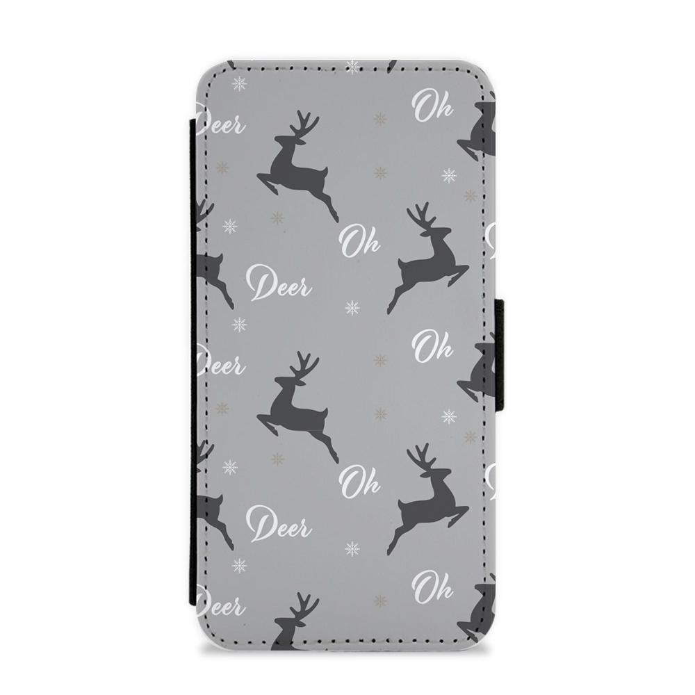 Oh Deer Christmas Pattern Flip / Wallet Phone Case