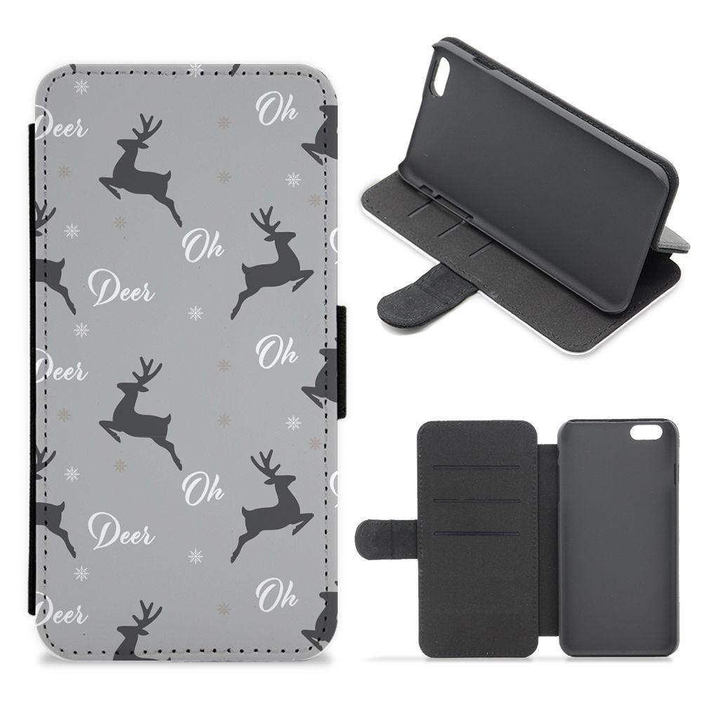 Oh Deer Christmas Pattern Flip / Wallet Phone Case