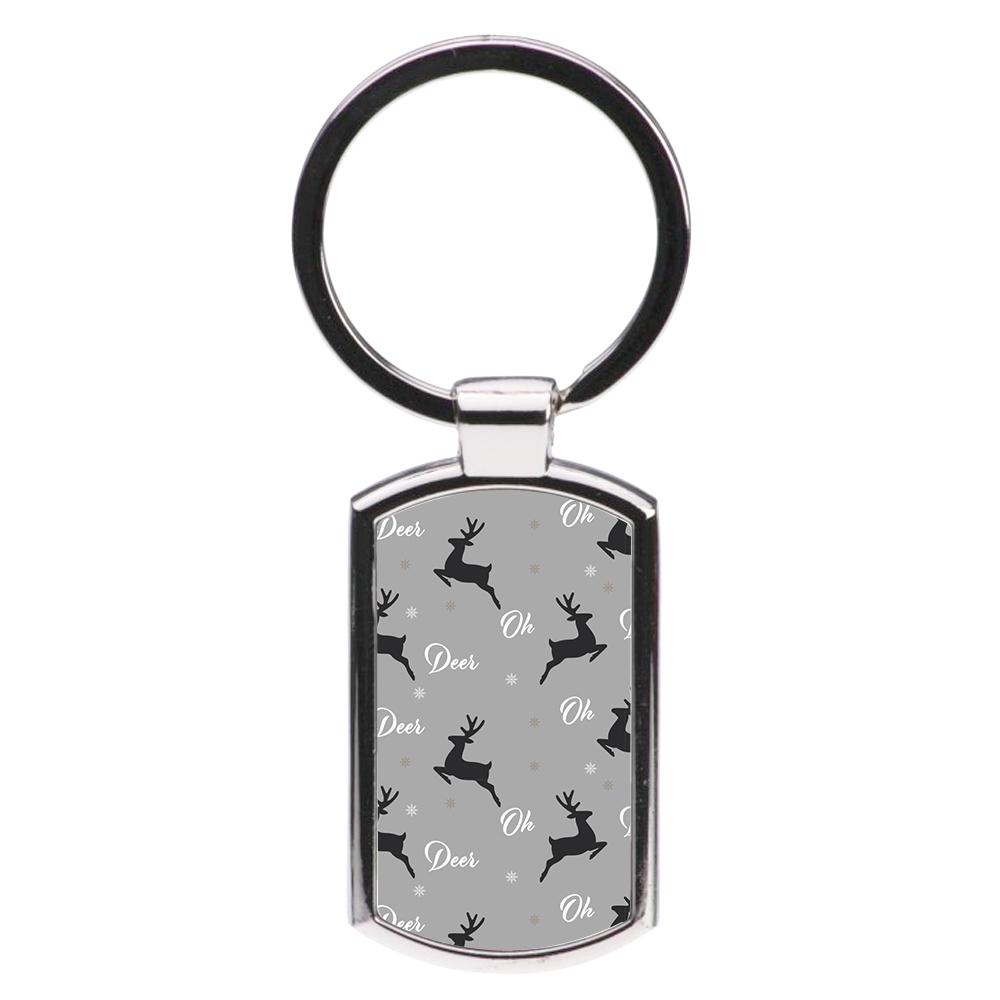 Oh Deer Christmas Pattern Luxury Keyring