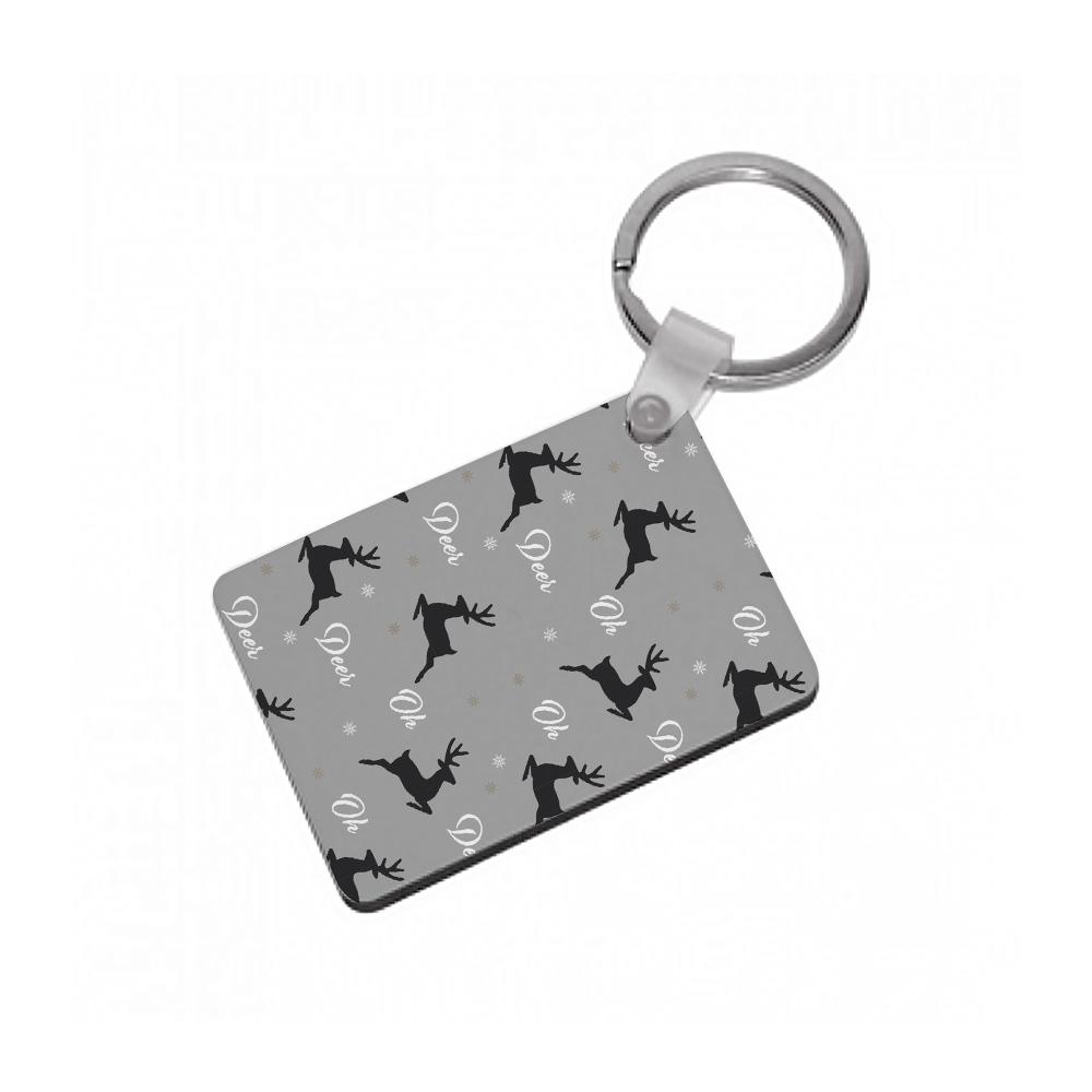 Oh Deer Christmas Pattern Keyring