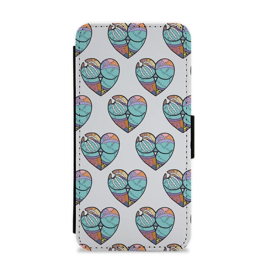 Sally And Jack Heart Pattern - Nightmare Before Christmas Flip / Wallet Phone Case
