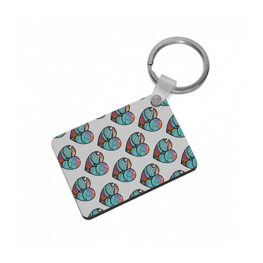 Sally And Jack Heart Pattern - Nightmare Before Christmas Keyring