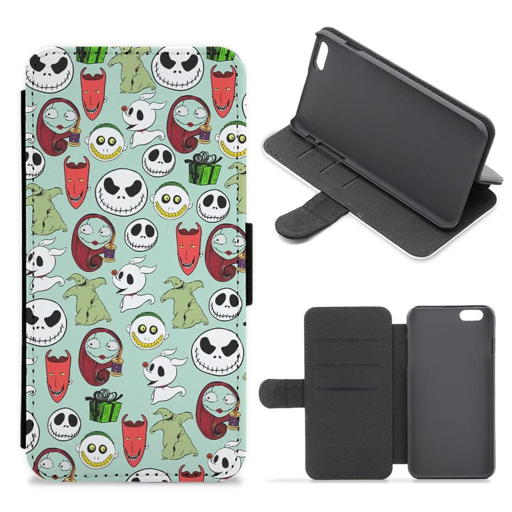 Nightmare Before Christmas Characters Pattern Flip / Wallet Phone Case