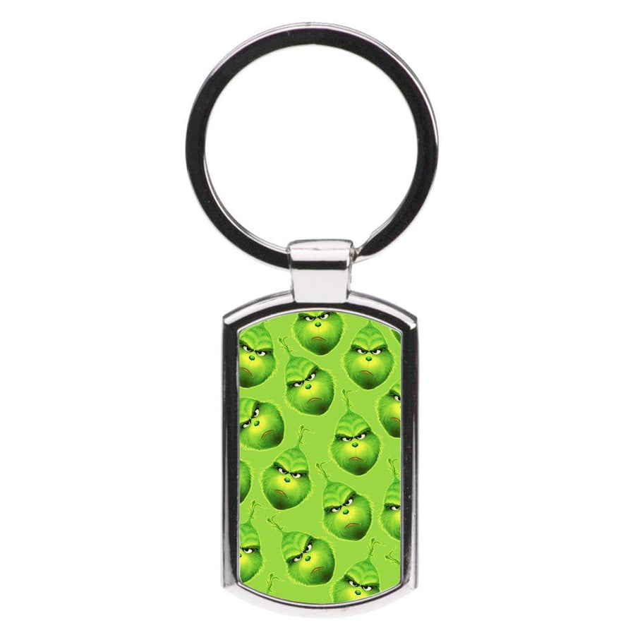 Grinch Face Pattern - Christmas Luxury Keyring