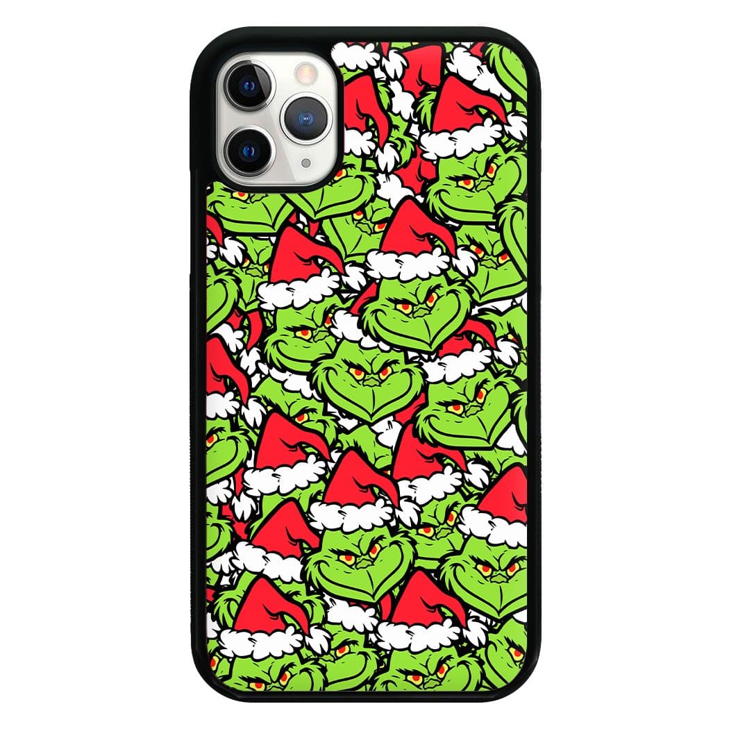 Cartoon Grinch Face Pattern - Christmas Phone Case