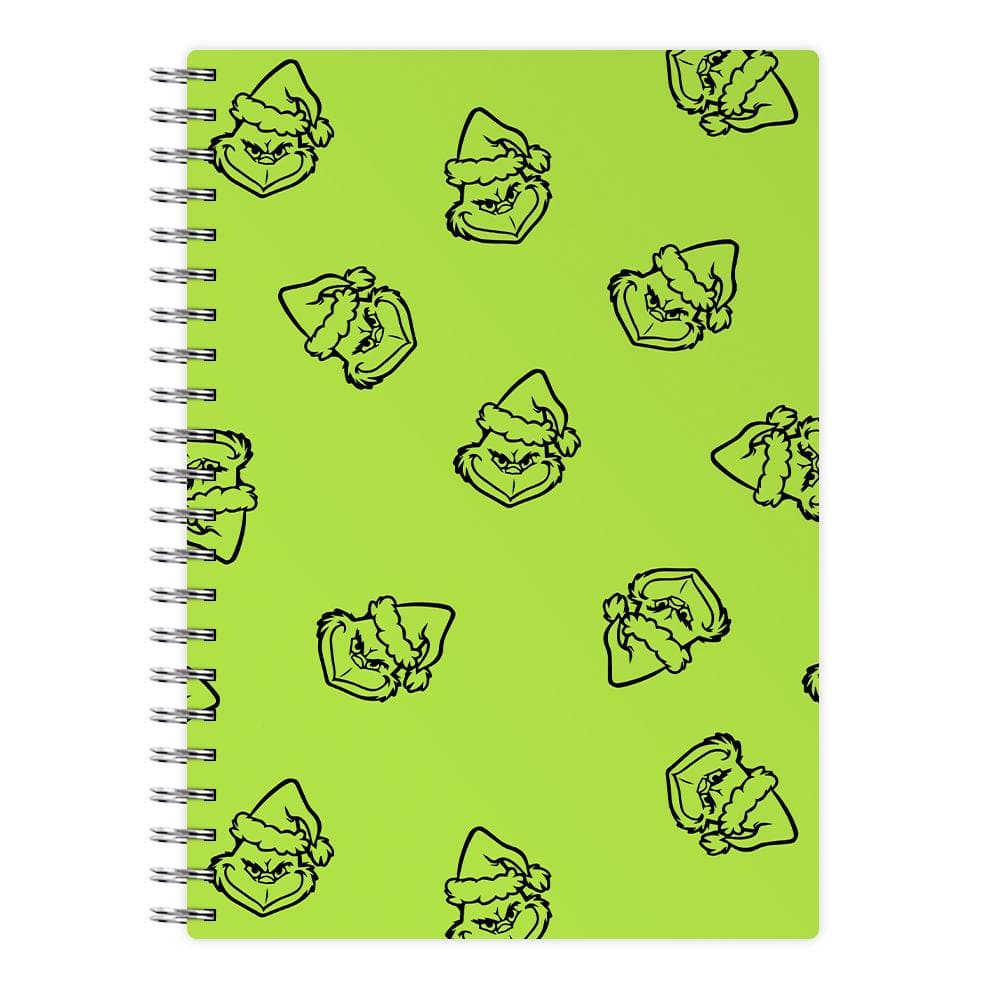Silhouette Face Grinch Pattern - Christmas Notebook