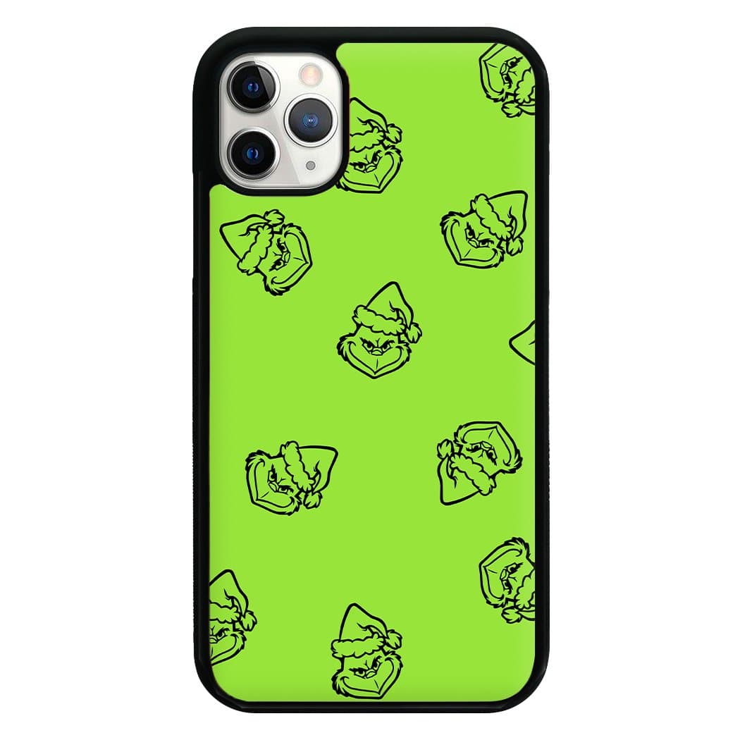 Silhouette Face Grinch Pattern - Christmas Phone Case
