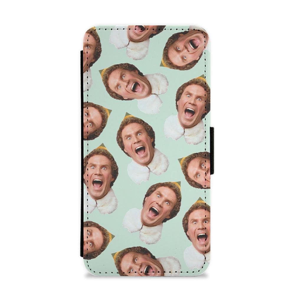 Green Elf Face - Christmas Flip / Wallet Phone Case