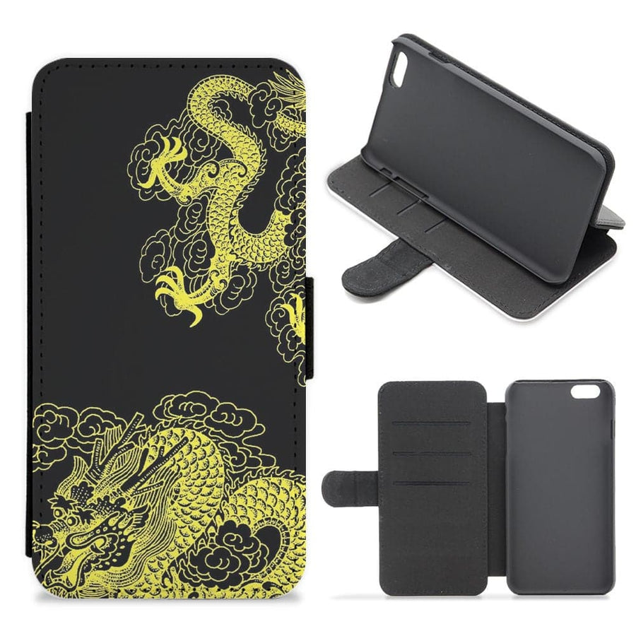 Yellow Dragon Flip / Wallet Phone Case