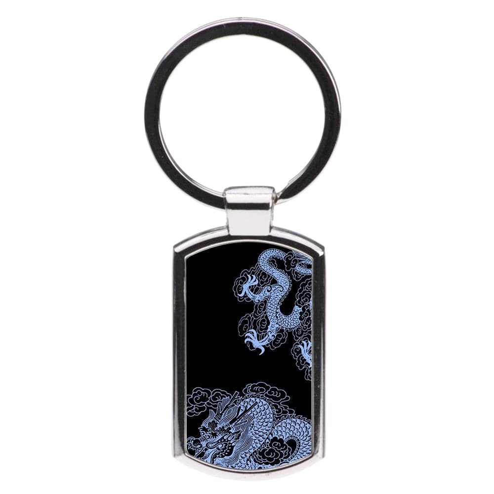 Dark Blue Dragon Luxury Keyring