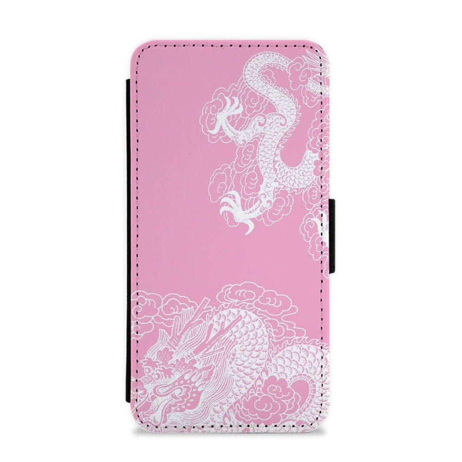 Pink Background Dragon Flip / Wallet Phone Case