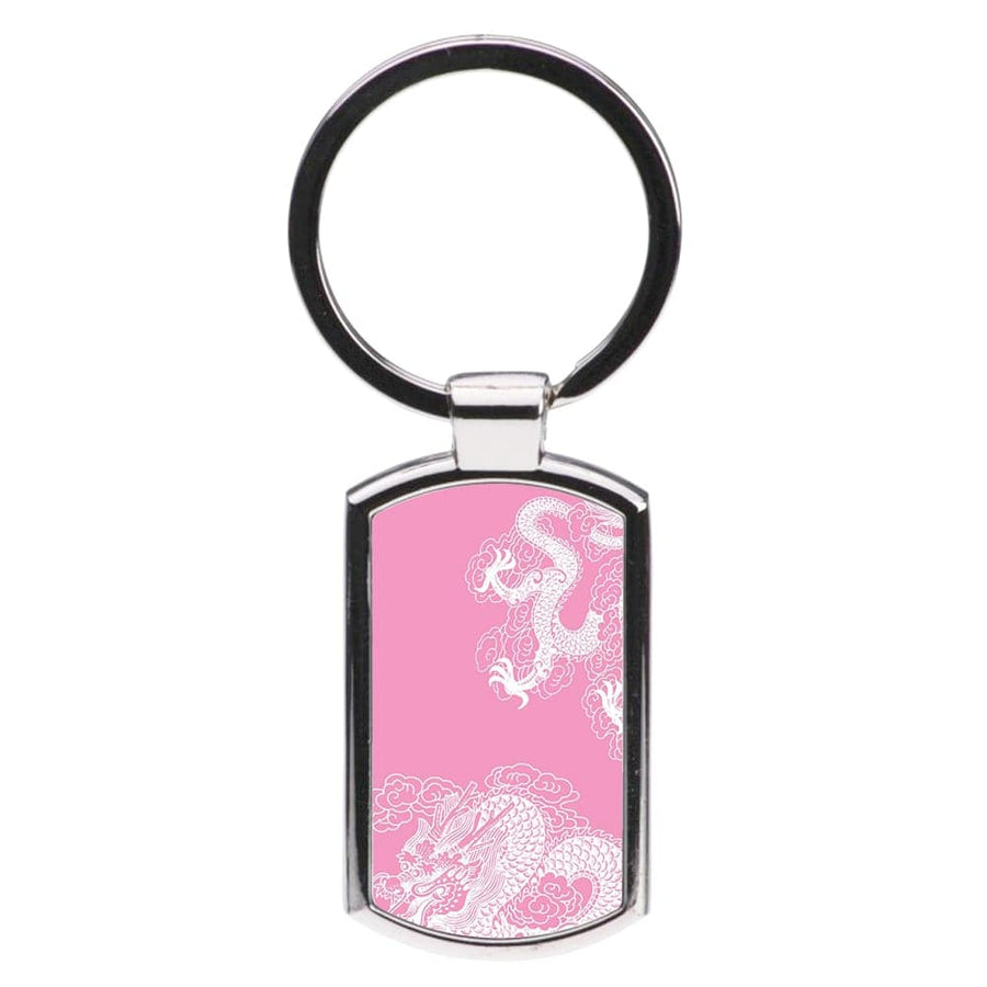 Pink Background Dragon Luxury Keyring