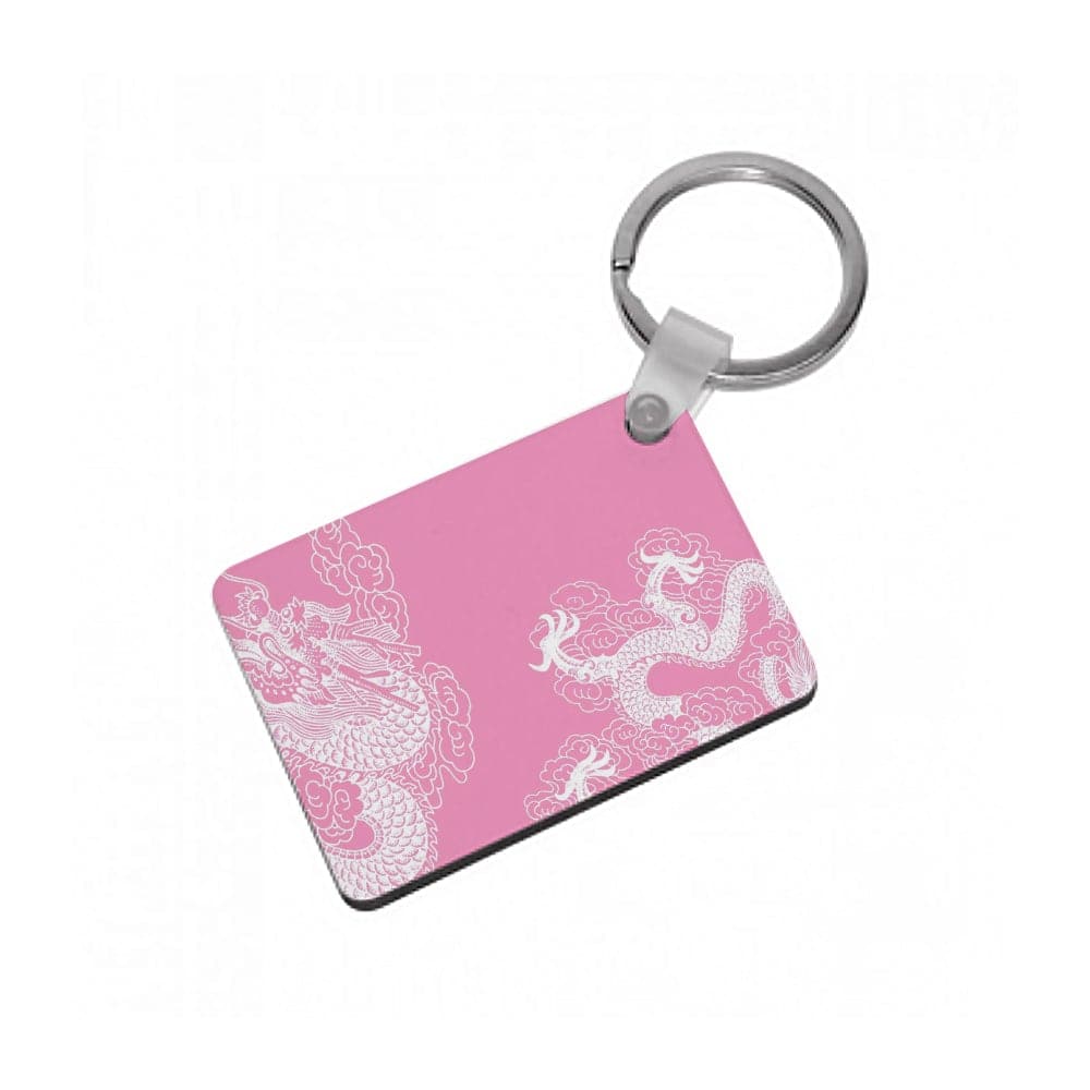 Pink Background Dragon Keyring