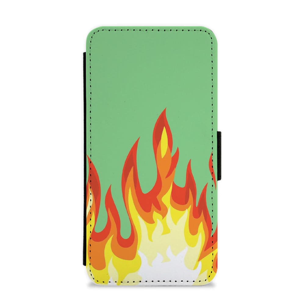 Green Flame Flip / Wallet Phone Case