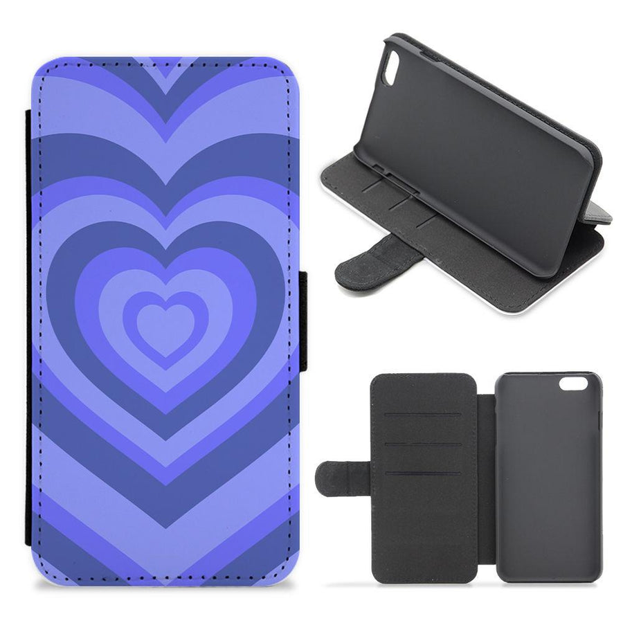 Blue - Colourful Hearts Flip / Wallet Phone Case