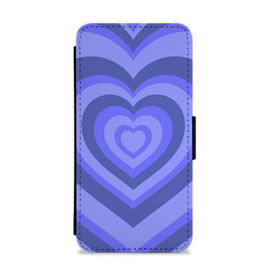 Blue - Colourful Hearts Flip / Wallet Phone Case