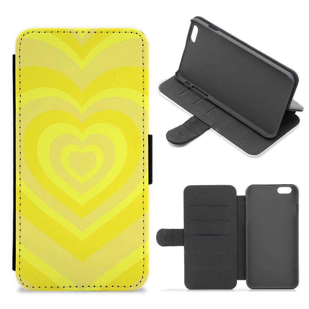 Yellow - Colourful Hearts Flip / Wallet Phone Case