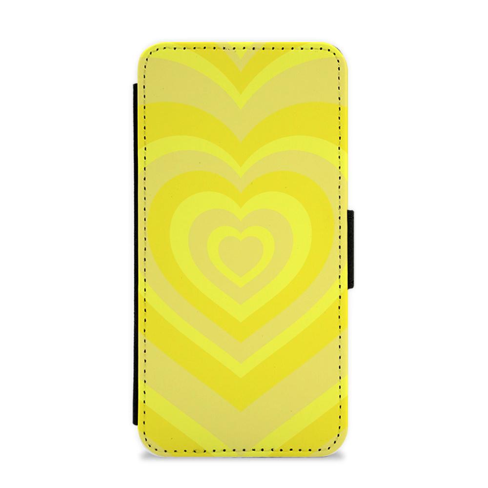 Yellow - Colourful Hearts Flip / Wallet Phone Case